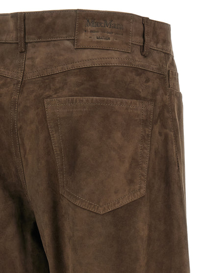 Pantalones Casuales 'S Max Mara de Cuero de Cordero Marrón