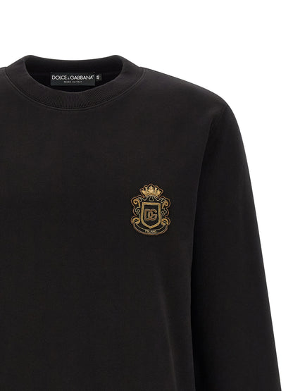 Dolce & Gabbana Black Brushed Cotton Sweatshirt