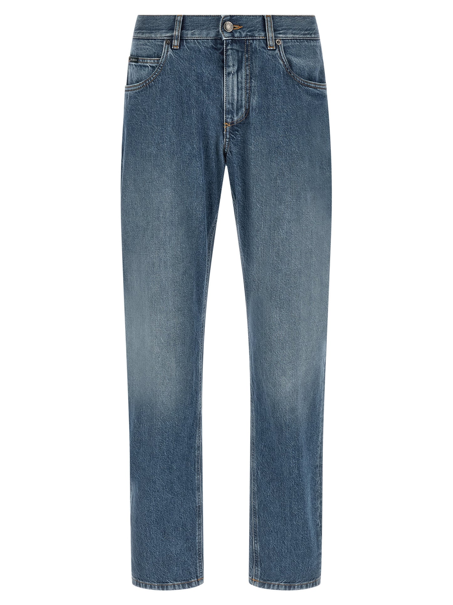 Dolce & Gabbana Blue Cotton Straight Leg Jeans