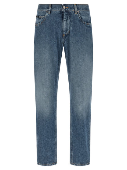 Dolce & Gabbana Blue Cotton Straight Leg Jeans