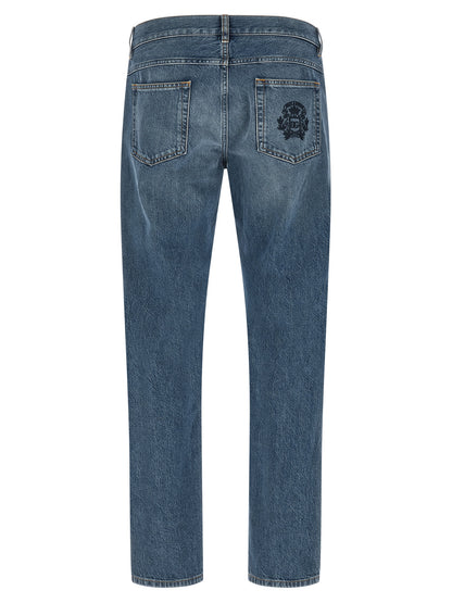 Dolce & Gabbana Blue Cotton Straight Leg Jeans