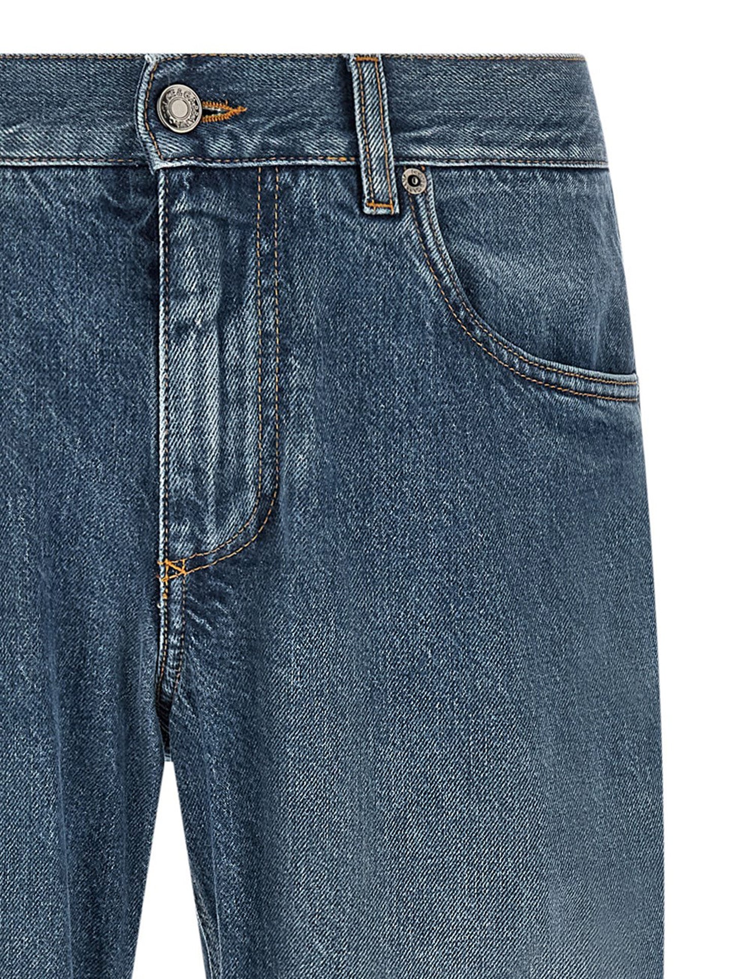 Dolce & Gabbana Blue Cotton Straight Leg Jeans