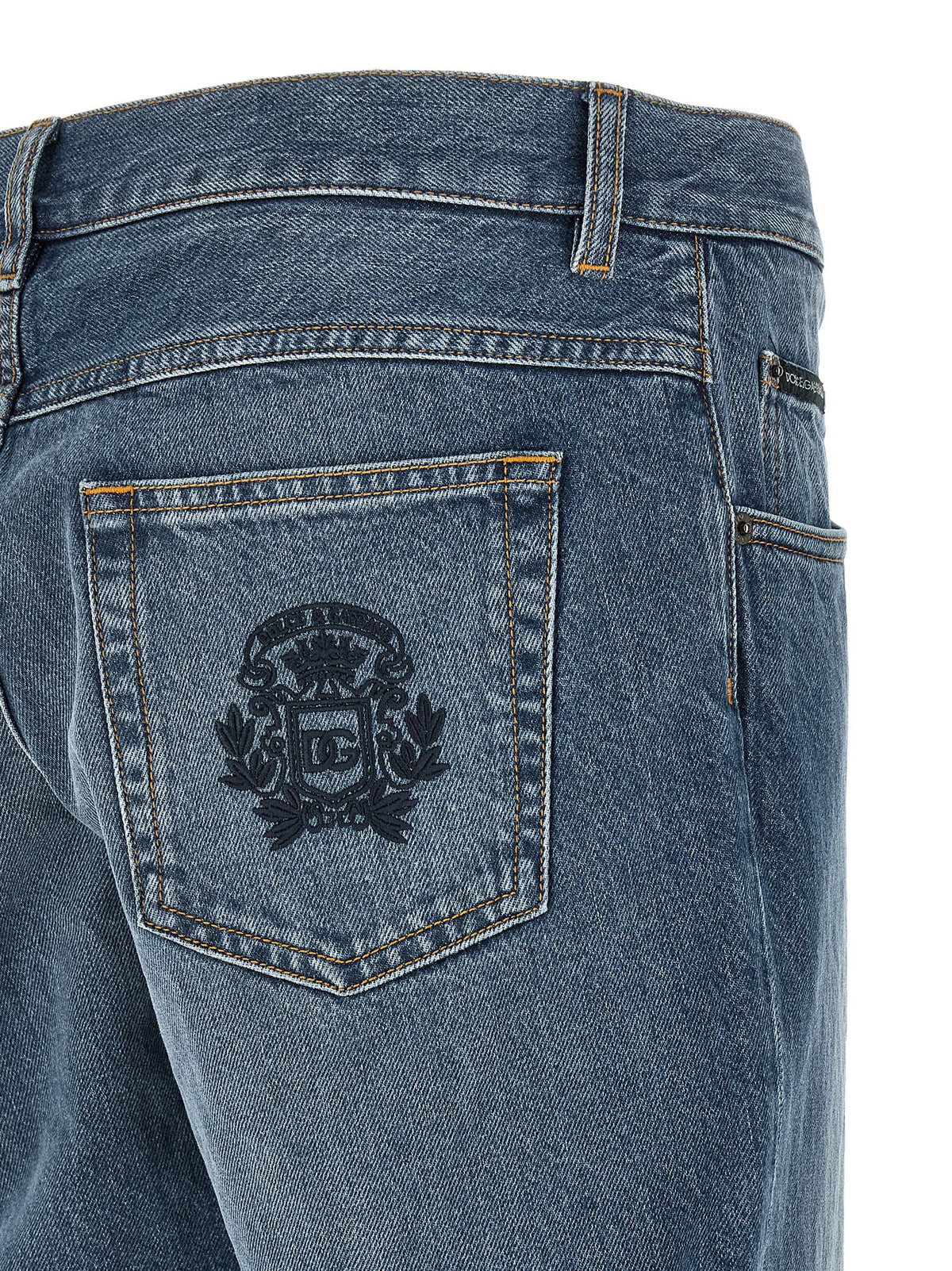 Dolce & Gabbana Blue Cotton Straight Leg Jeans