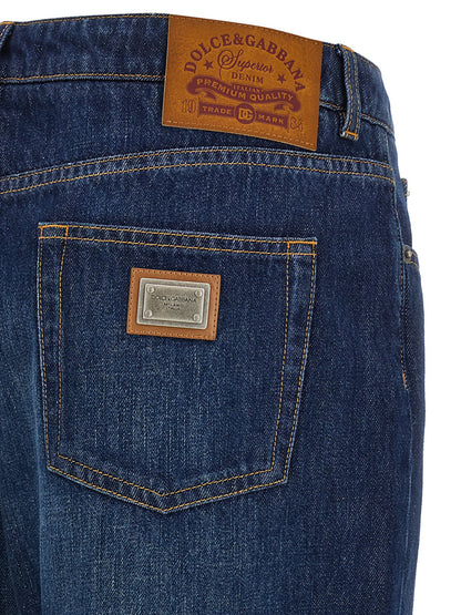 Jeans Dolce & Gabbana droits en coton bleu