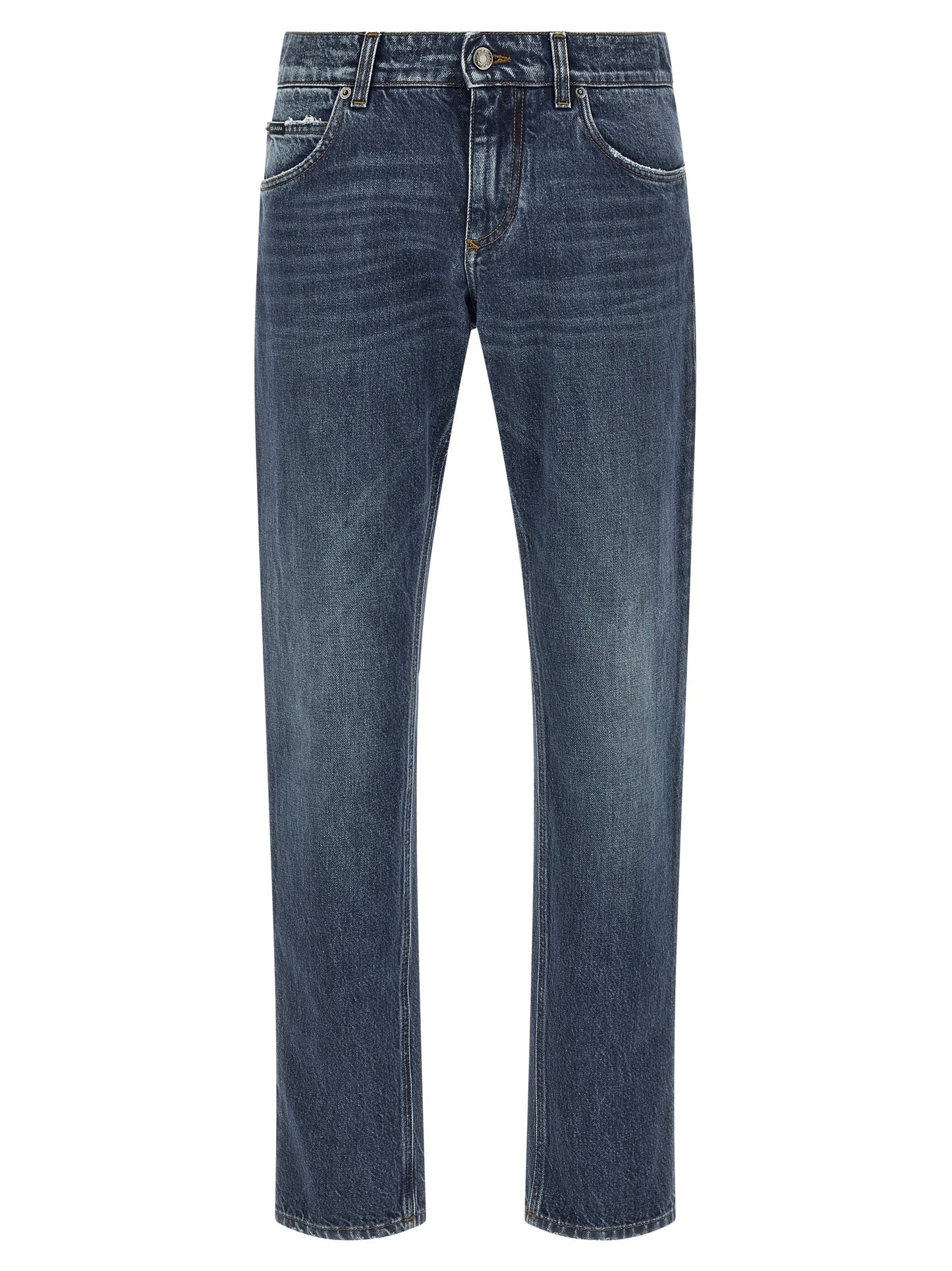 Dolce & Gabbana Blue Cotton Straight-Cut Jeans