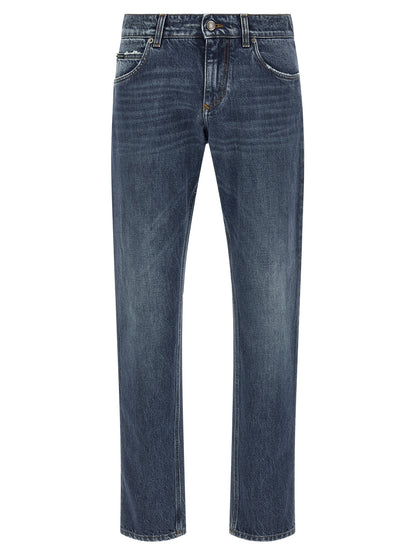 Dolce & Gabbana Blue Cotton Straight-Cut Jeans