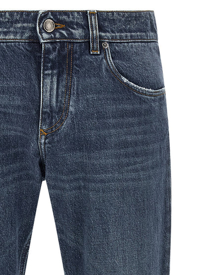 Dolce & Gabbana Blue Cotton Straight-Cut Jeans
