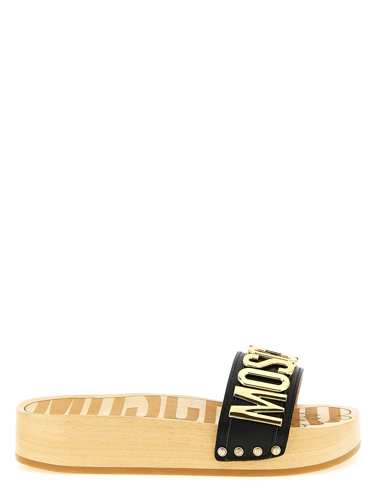 Chanclas Moschino de piel de becerro negra