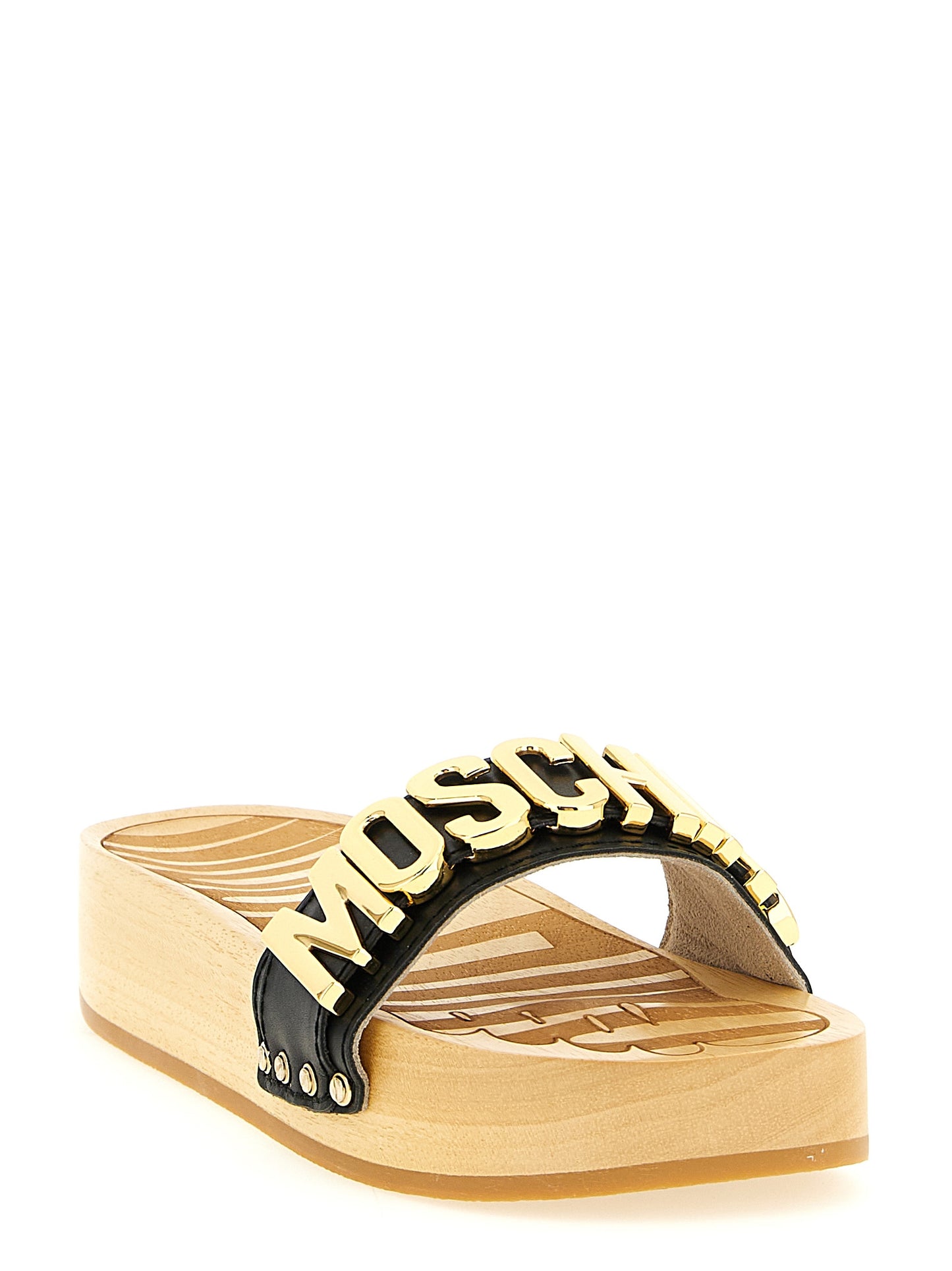 Chanclas Moschino de piel de becerro negra