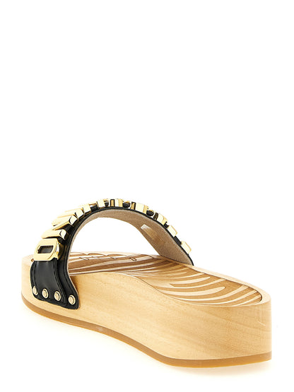 Chanclas Moschino de piel de becerro negra