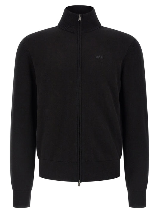 Cardigan en coton noir Hugo Boss