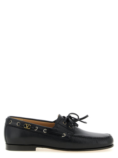 Valentino Garavani Black Buffalo Leather Loafers - Slip-On Design