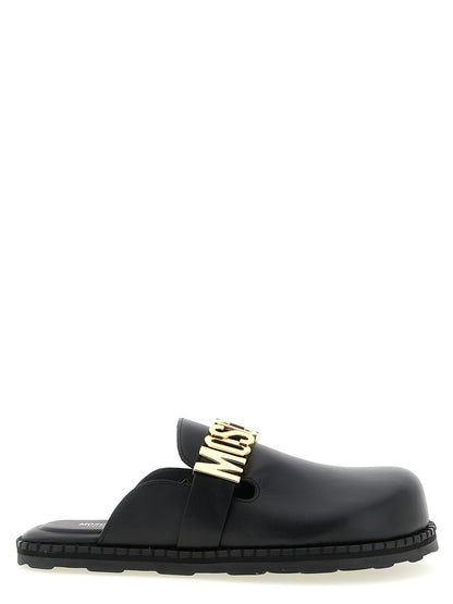 Zuecos Moschino de piel de becerro negra