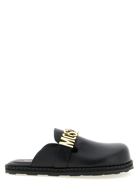 Zuecos Moschino de piel de becerro negra