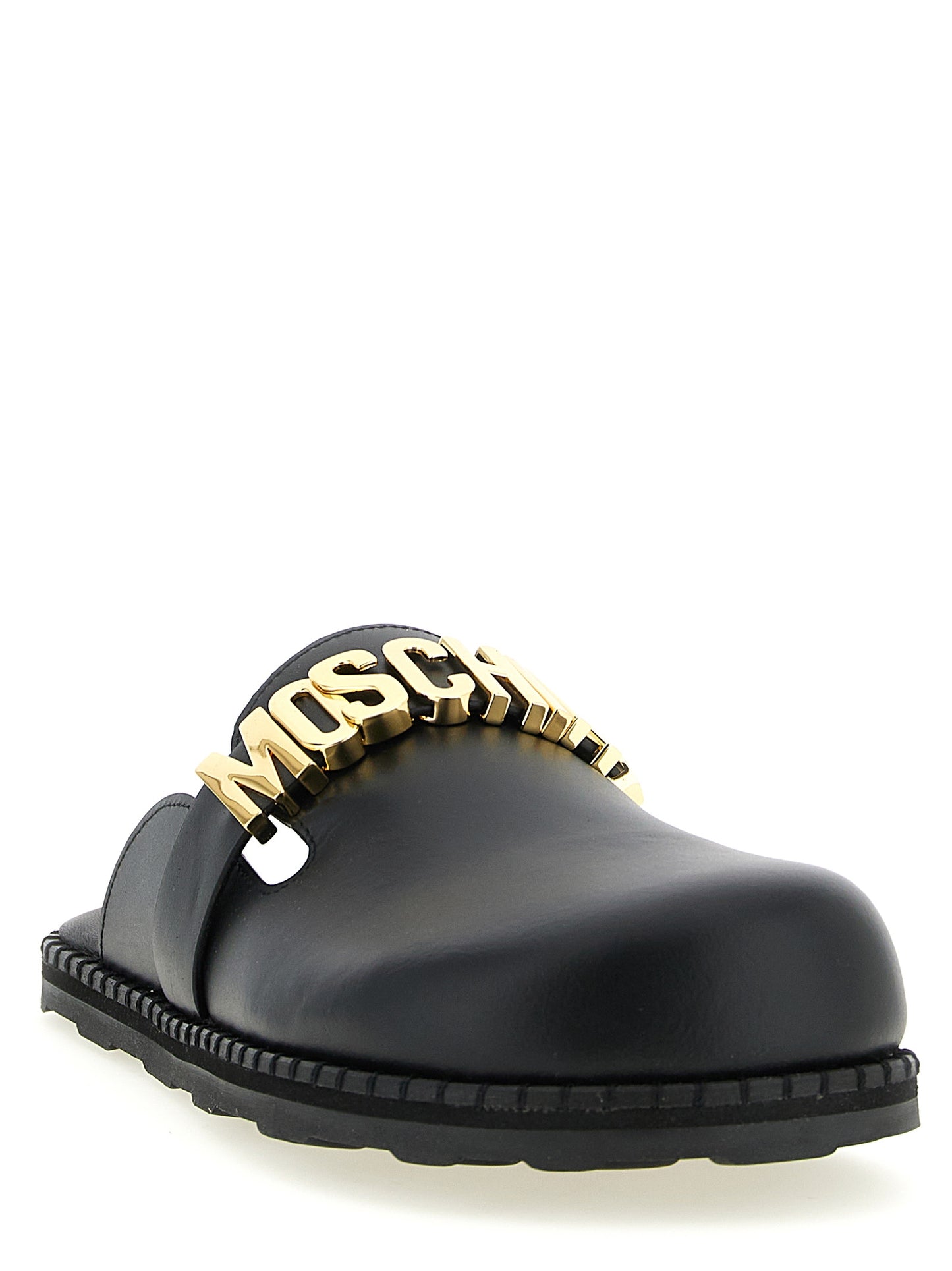 Zuecos Moschino de piel de becerro negra