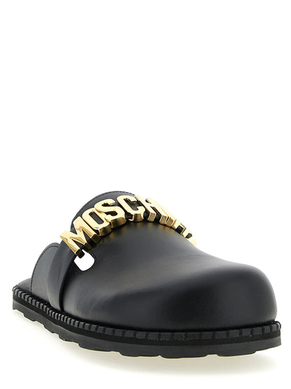Zuecos Moschino de piel de becerro negra