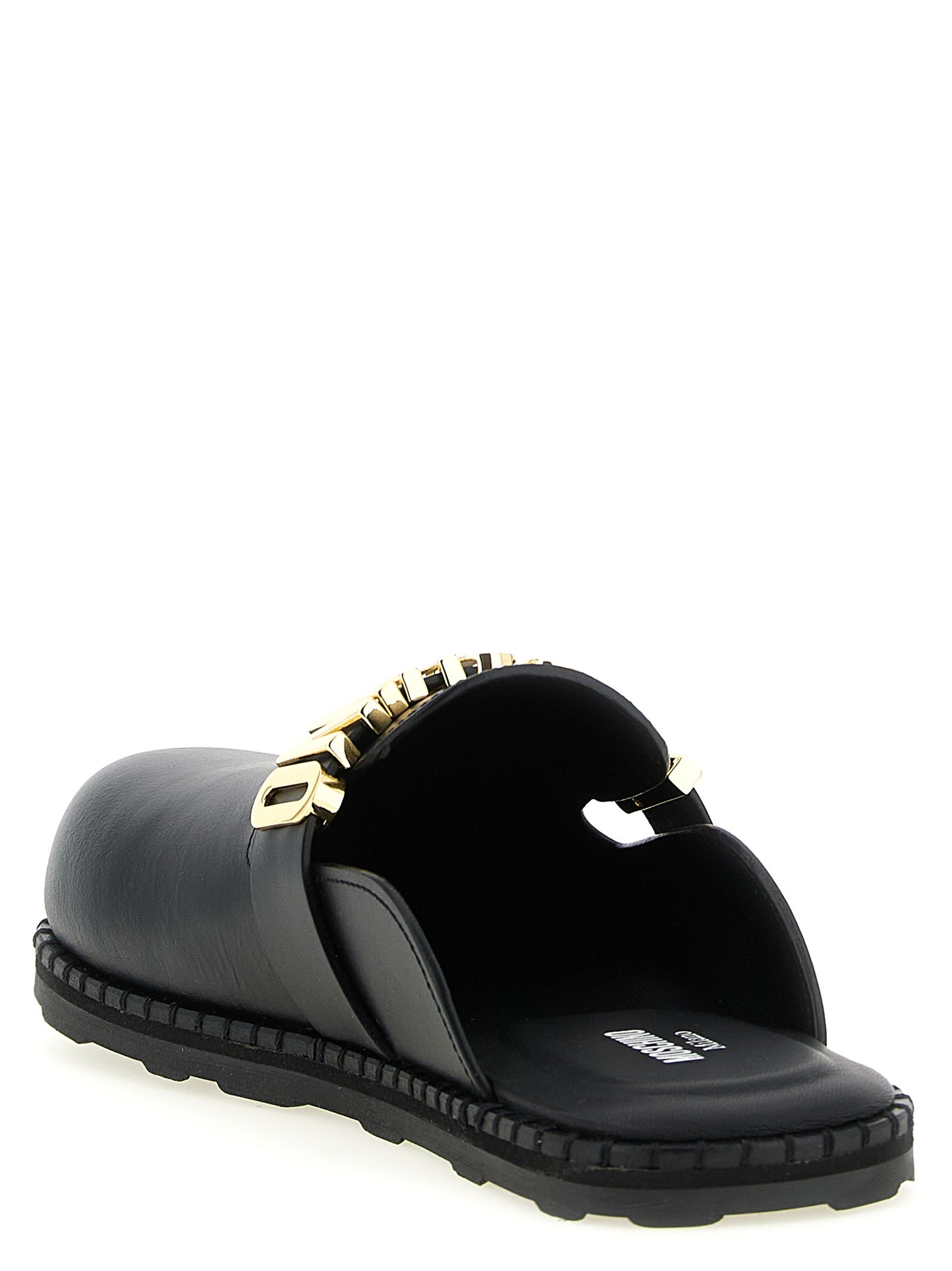 Zuecos Moschino de piel de becerro negra