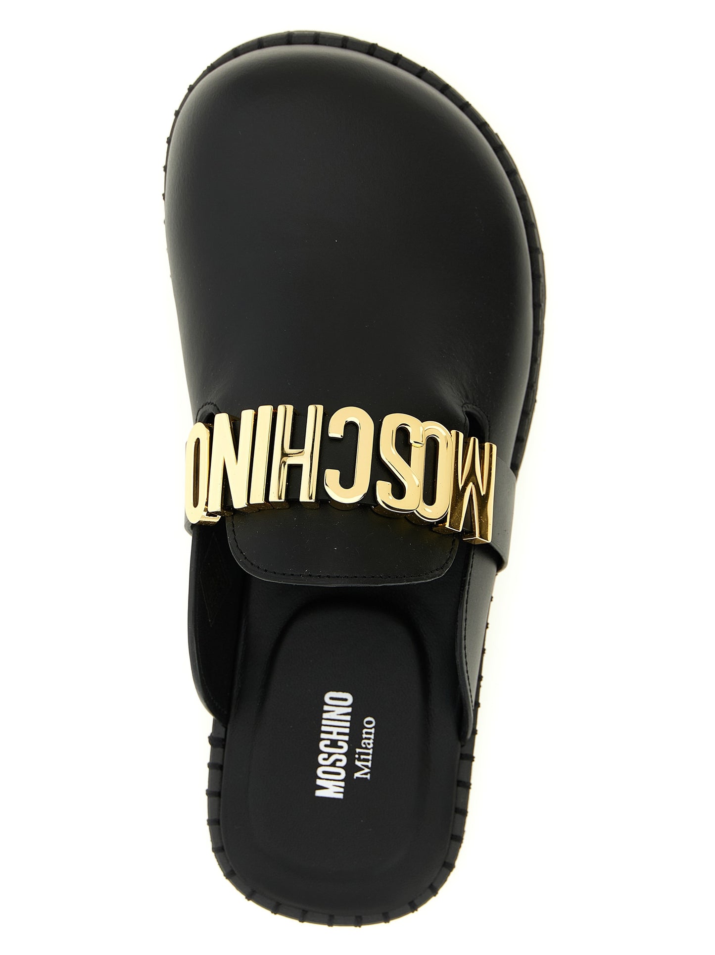 Zuecos Moschino de piel de becerro negra