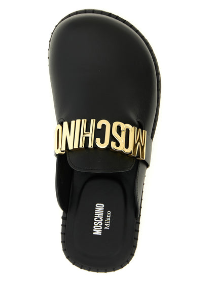 Zuecos Moschino de piel de becerro negra