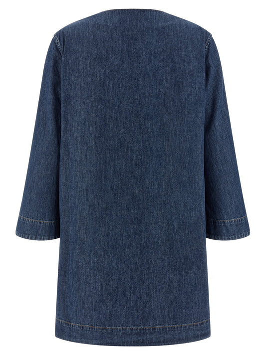 Vestido Corto Valentino Garavani De Algodón Azul Puro