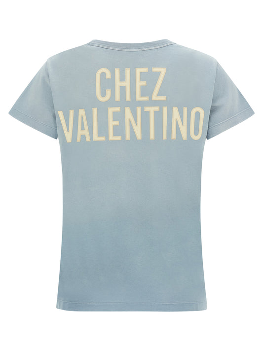 Camiseta de Algodón Azul Valentino Garavani