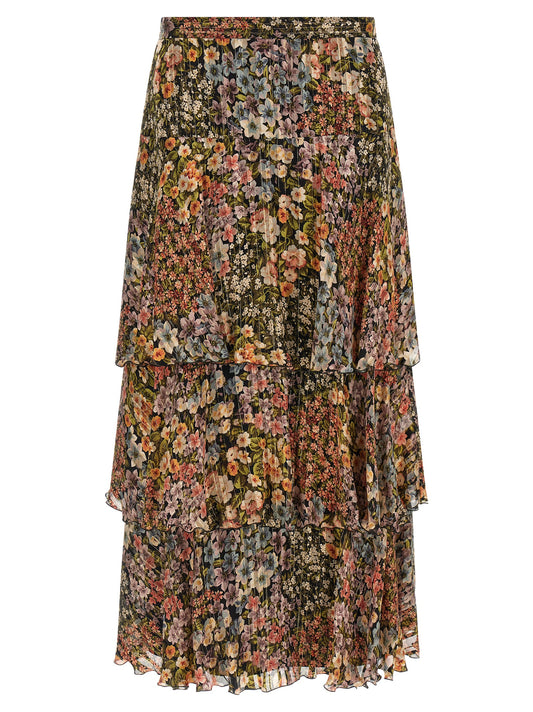 Falda midi de seda multicolor Valentino Garavani