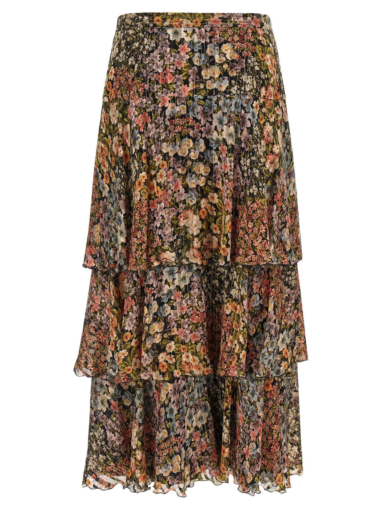 Falda midi de seda multicolor Valentino Garavani