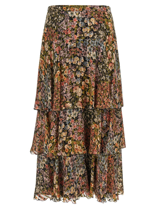 Falda midi de seda multicolor Valentino Garavani