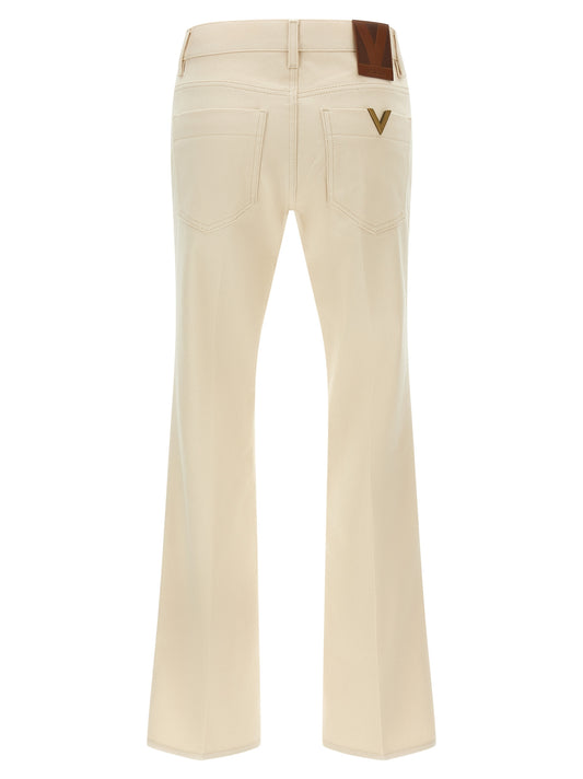 Jean évasé Valentino Garavani en coton beige