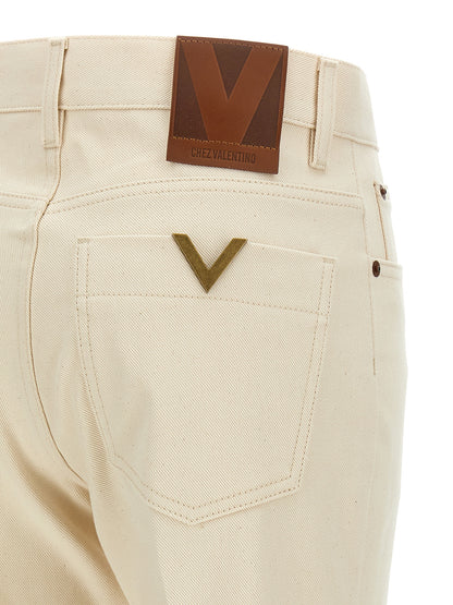Valentino Garavani Beige Cotton Flared Jeans