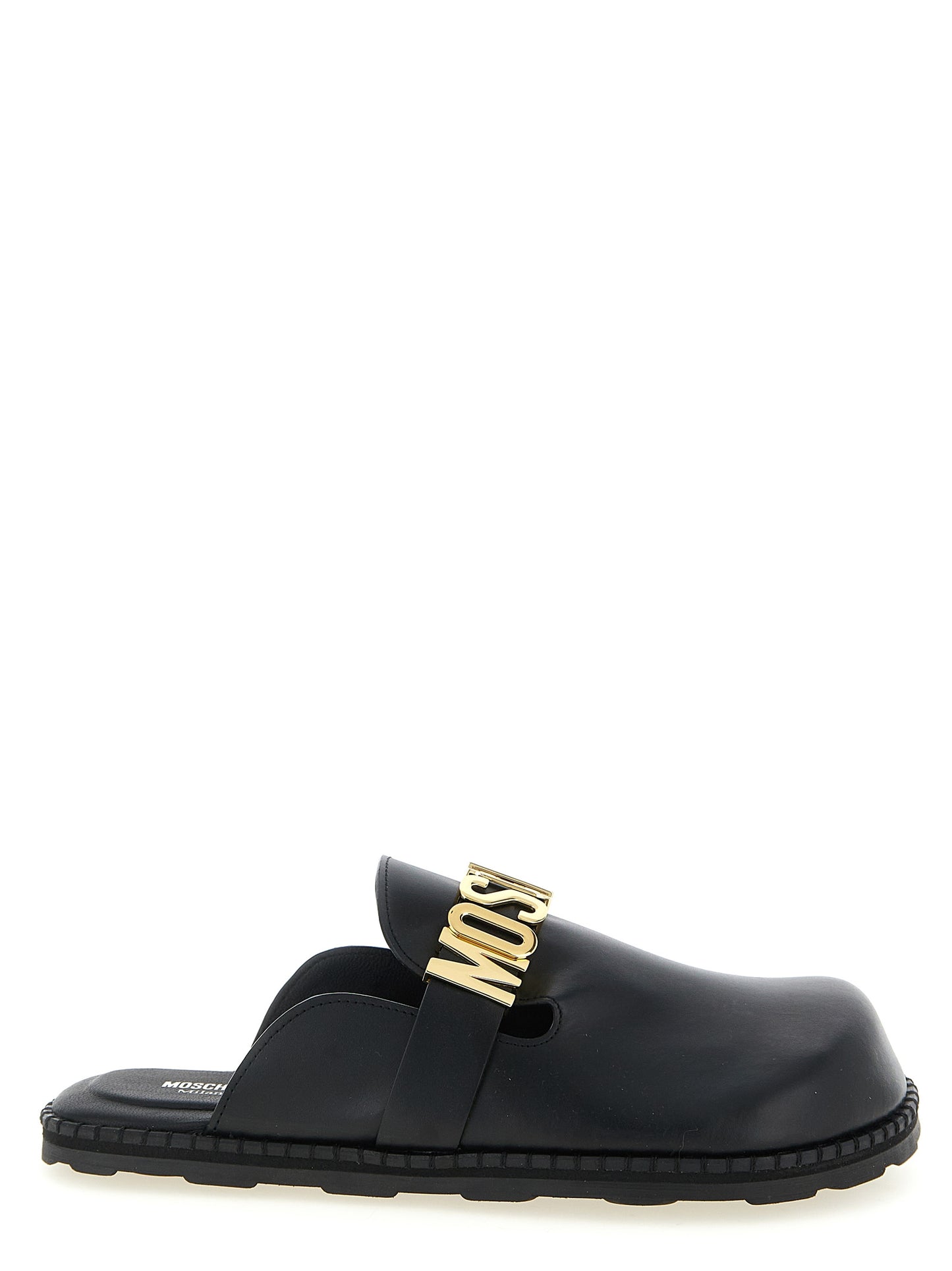 Zuecos Moschino de piel de becerro negra