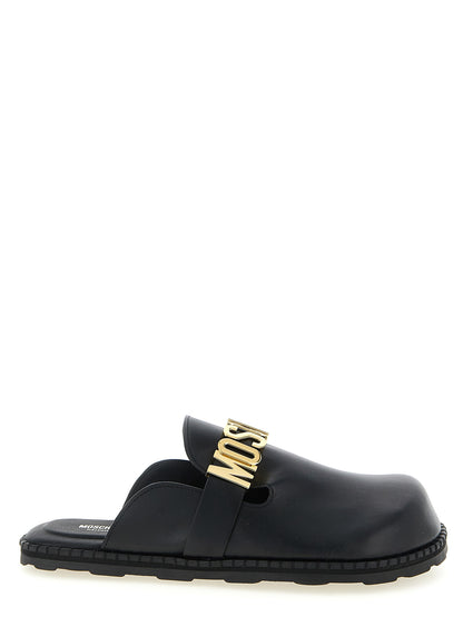 Zuecos Moschino de piel de becerro negra