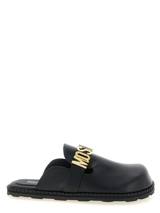 Zuecos Moschino de piel de becerro negra
