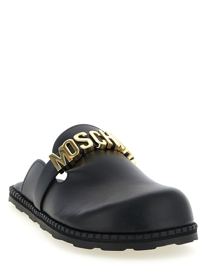 Zuecos Moschino de piel de becerro negra