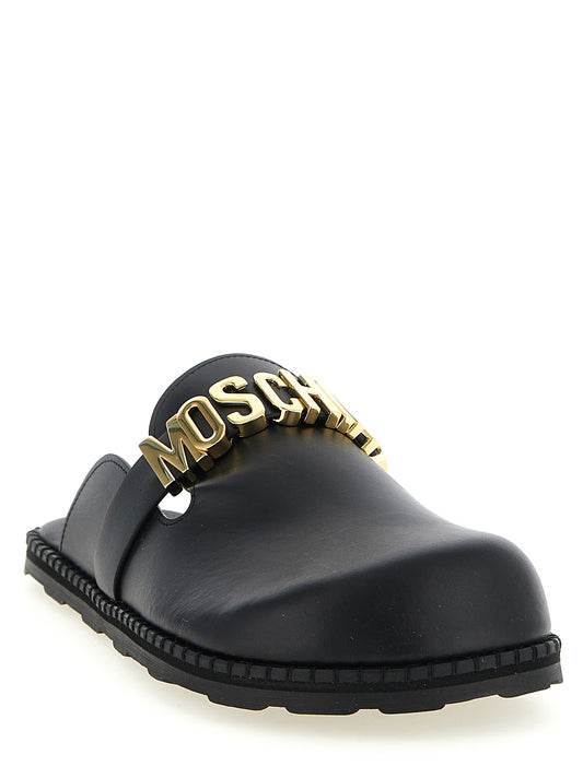 Zuecos Moschino de piel de becerro negra