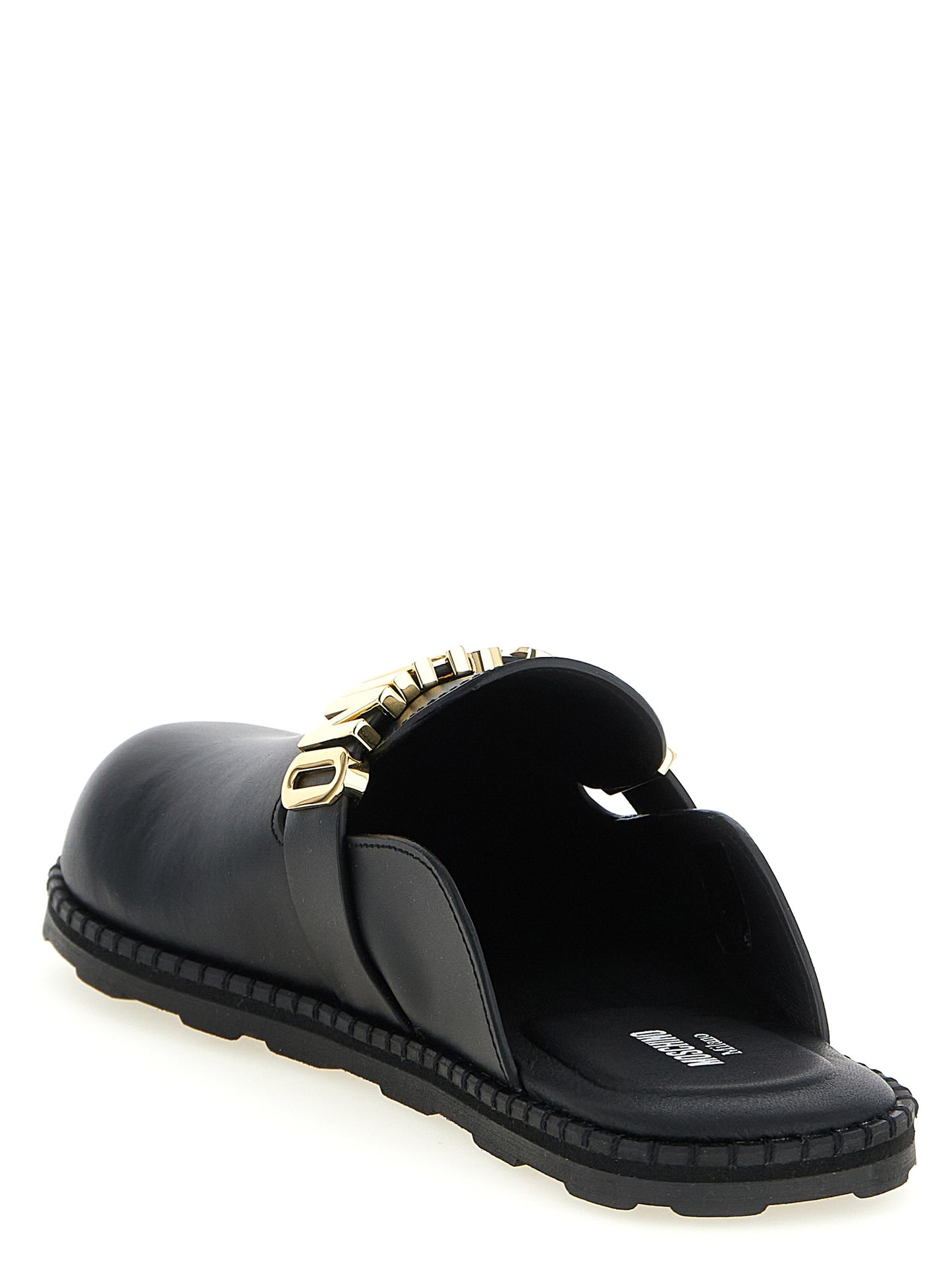 Zuecos Moschino de piel de becerro negra