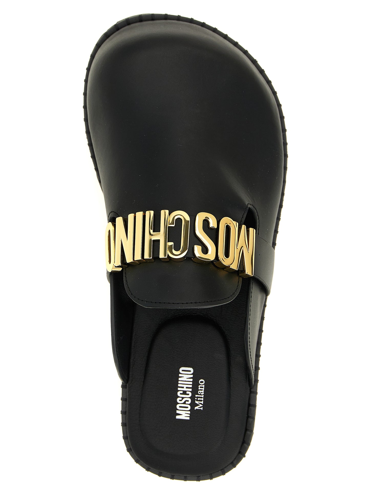 Zuecos Moschino de piel de becerro negra