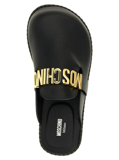 Zuecos Moschino de piel de becerro negra