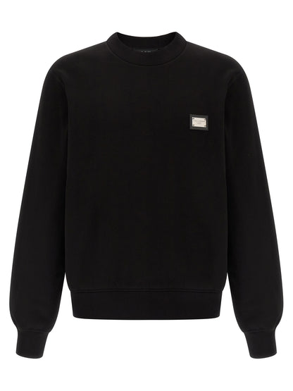 Dolce & Gabbana Sudadera De Algodón Negro Cepillado