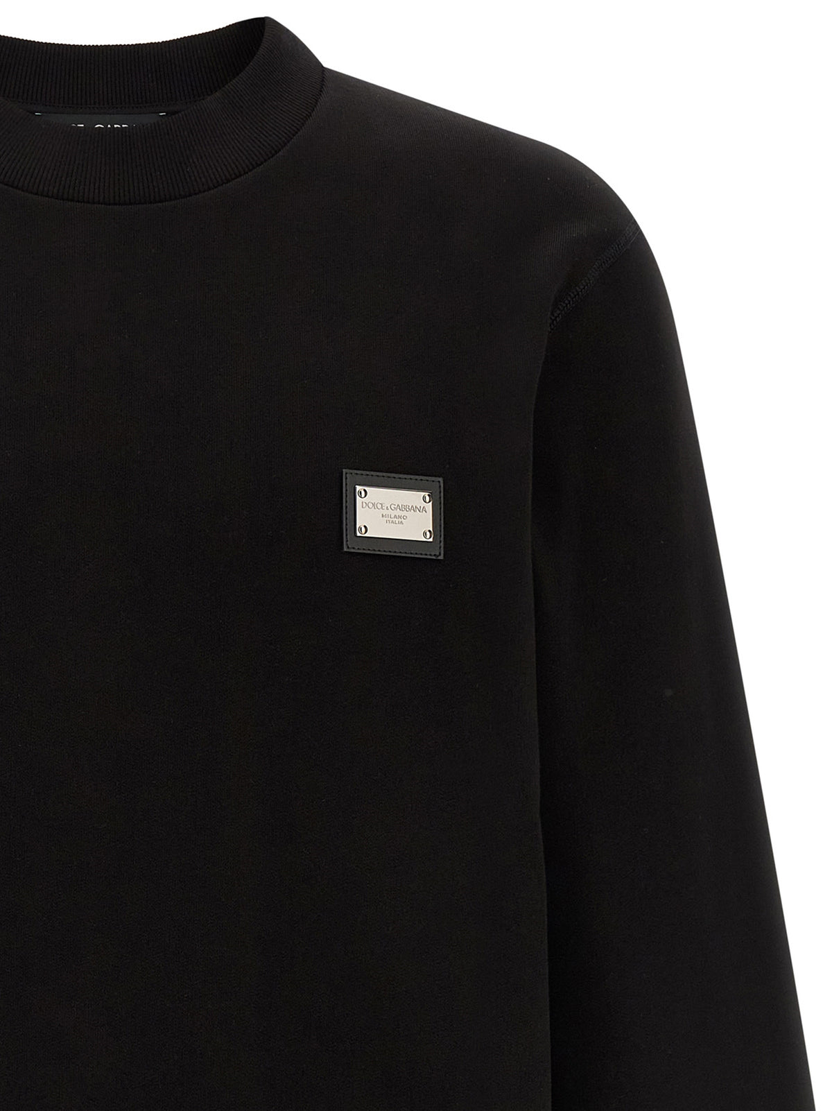 Dolce & Gabbana Sudadera De Algodón Negro Cepillado