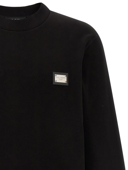 Dolce & Gabbana Sudadera De Algodón Negro Cepillado