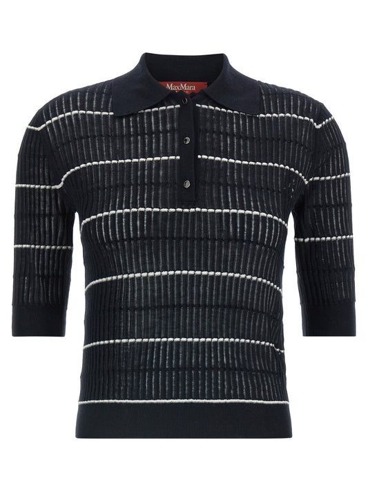 Polo de seda azul Max Mara