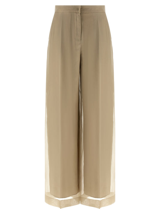 Pantalones casuales de seda beige de Max Mara