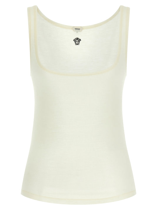 Camiseta sin mangas de lana virgen blanca Versace