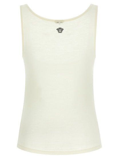 Versace White Virgin Wool Sleeveles T-Shirt