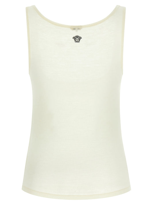 Camiseta sin mangas de lana virgen blanca Versace