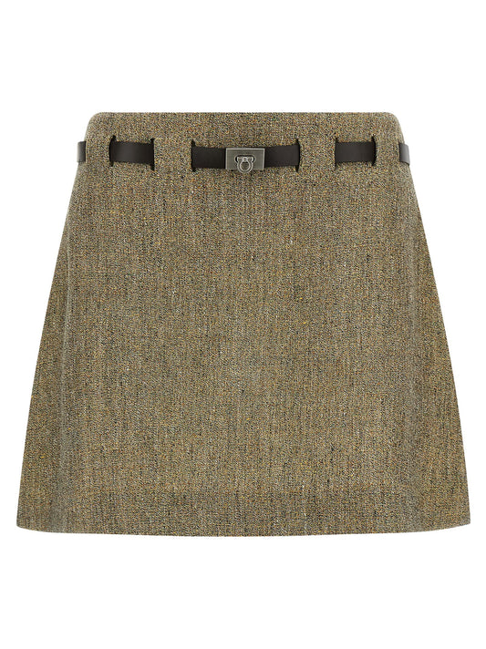 Falda larga Ferragamo de lino multicolor
