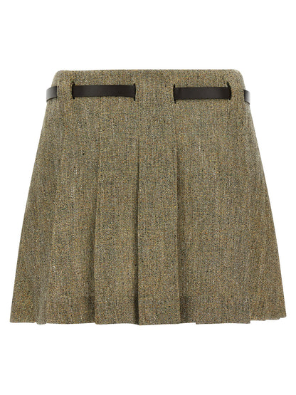 Ferragamo Multicolor Linen Long Skirt