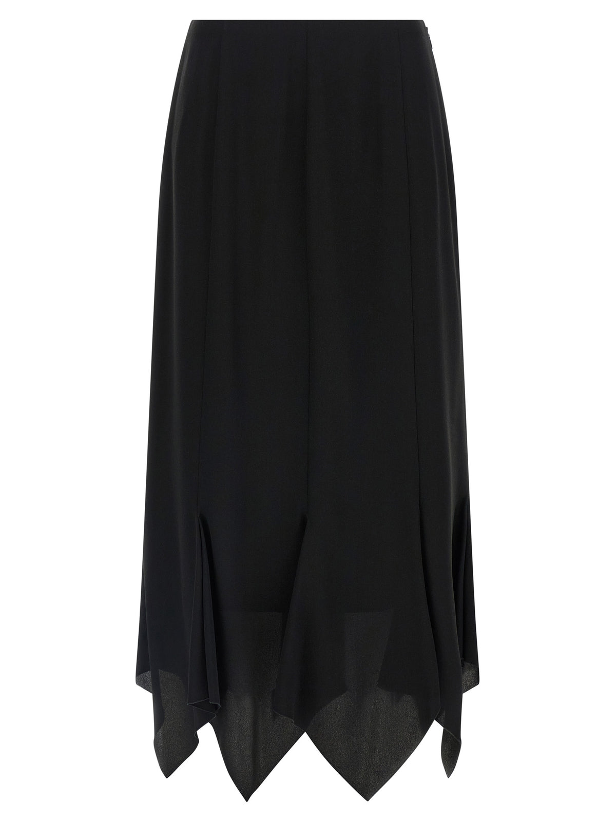 Falda Midi Negra De Seda Valentino Garavani - Drapeado Natural