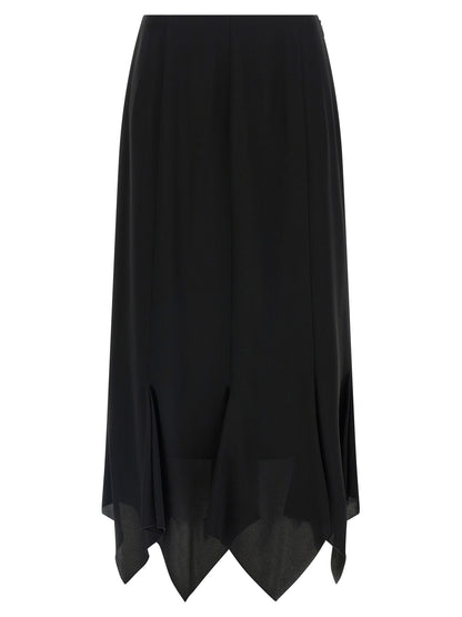 Falda Midi Negra De Seda Valentino Garavani - Drapeado Natural